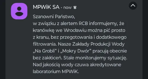 Alert o wodzie prosto z kranu
