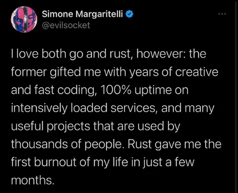 Go Versus Rust Burnout