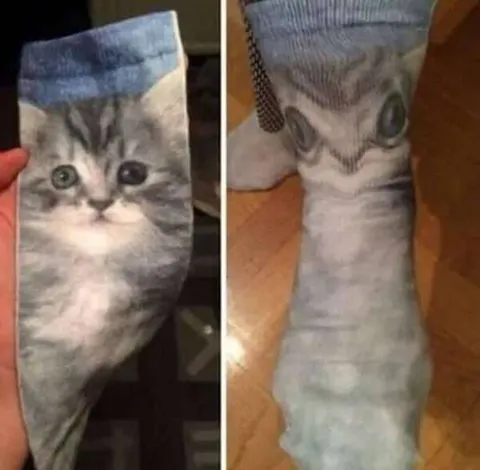 Кот на носках растянулся