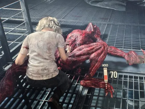 Woman Wrestling a Giant Monster