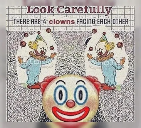 Four Clowns Facing Each Other