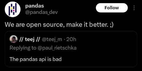 Open Source Pandas API Critique