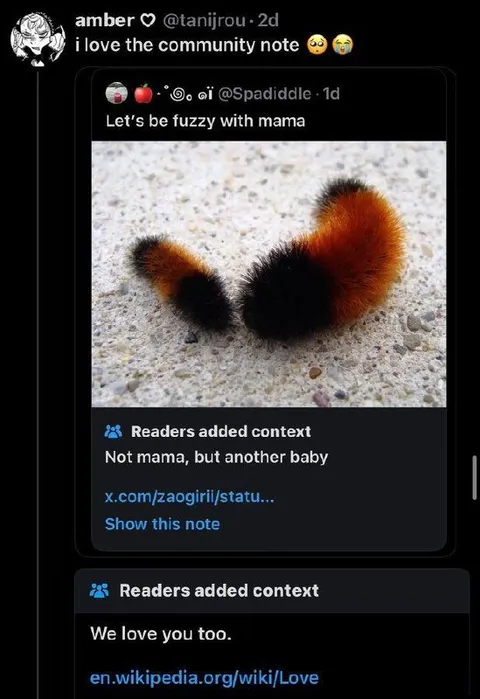 Community Note Loves Baby Fur