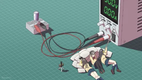 Anime Girls Tangle With Wires