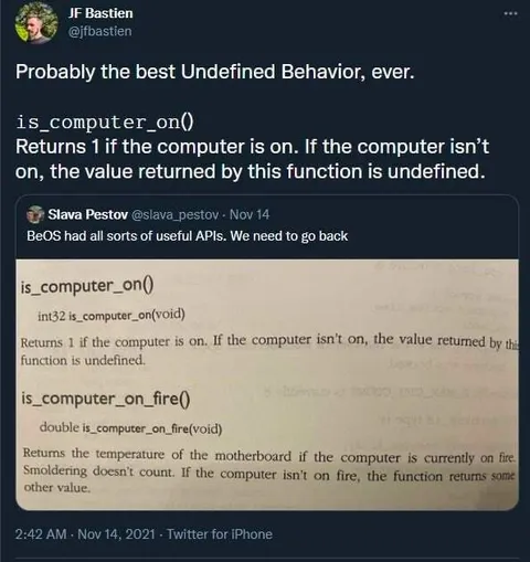 Best Undefined Behavior Ever