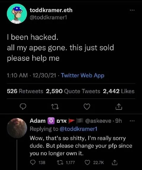 Hacked Ape NFT Account