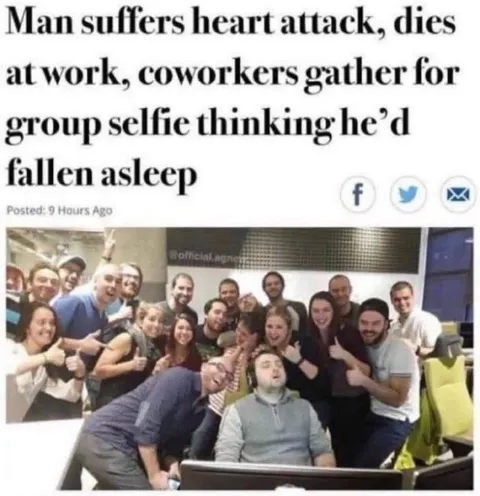 Coworkers Take a Selfie With Sleeping Man