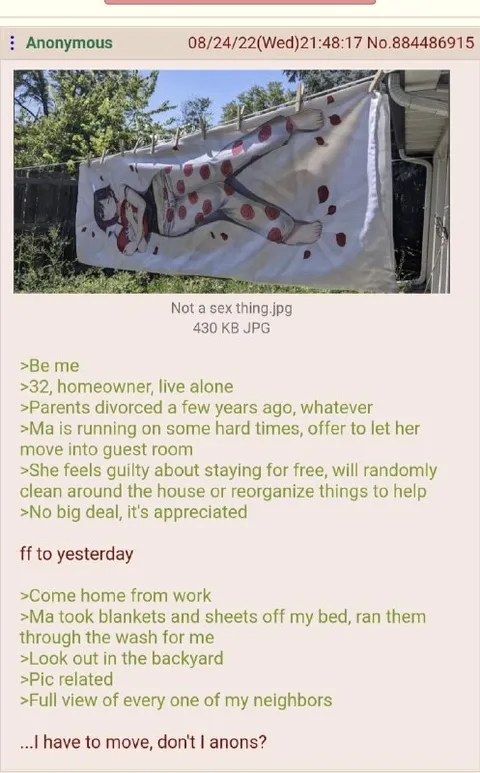 Neighbor's Anime Bedsheet Panic