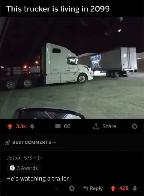 Trucker Watching a Trailer
