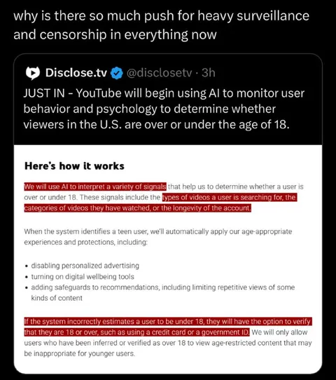 YouTube AI Age Surveillance