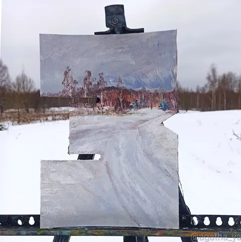 Картина в зимнем пейзаже