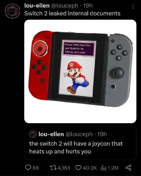 Switch 2 Joy-Con Burns Mario