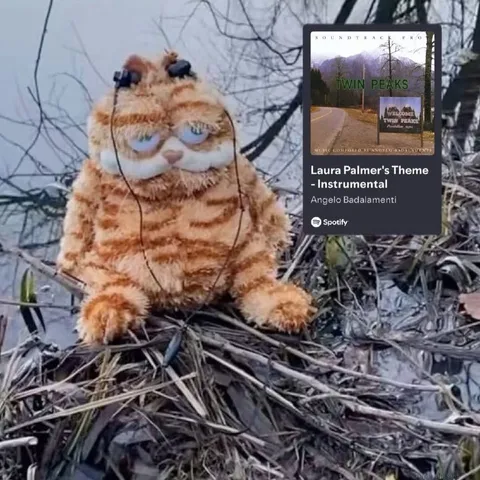 Sad Garfield Listening to Twin Peaks