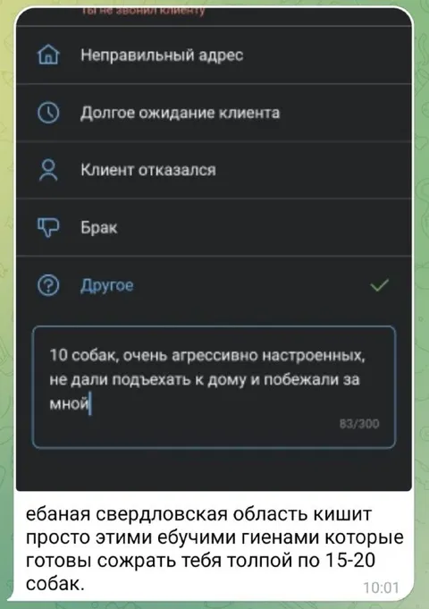Клиент отказался из-за собак