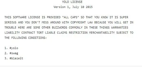 YOLO License in All Caps