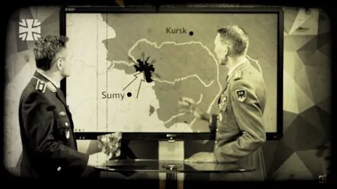 German Officers Study Kursk Map