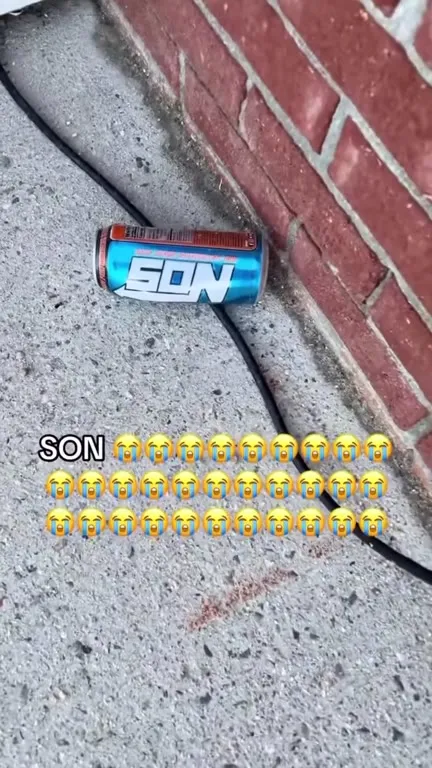 Son crying over an empty can