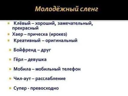 Молодёжный сленг из презентации