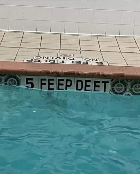 Five FEEP DEET Pool Sign