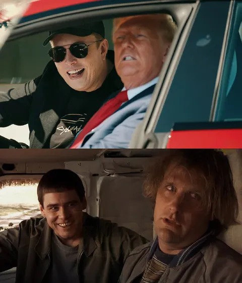 Трамп и Маск в машине