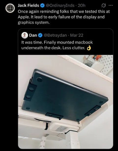 MacBook Mounted Under the Desk