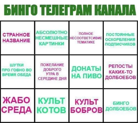 Бинго телеграм канала