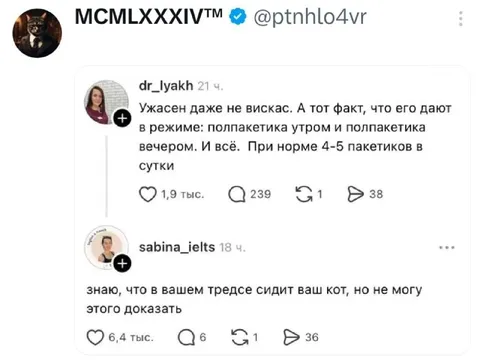 Кот сидит в вашем тредсе