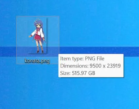 Konata PNG File Too Huge