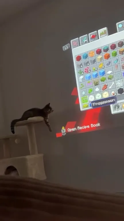 Кот прыгает в Minecraft