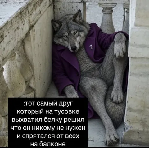 Волк спрятался на балконе