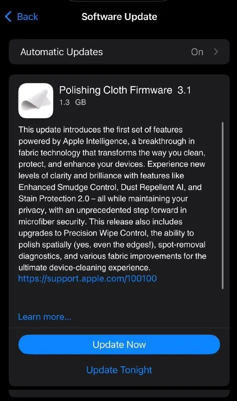 Polishing Cloth Firmware Update