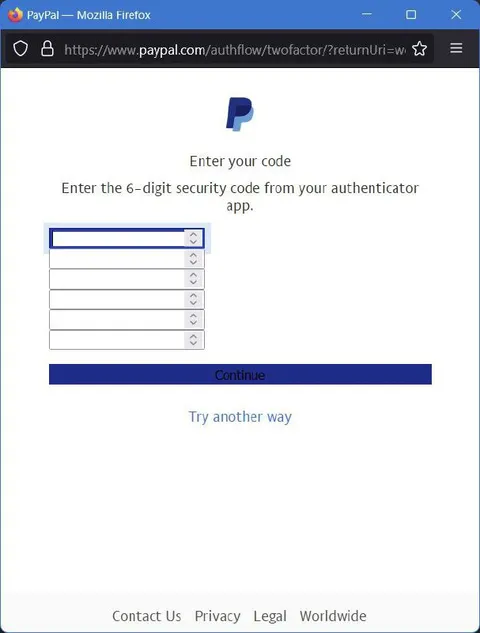 PayPal Six-Digit Code Nightmare