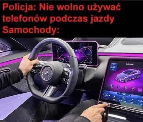 Samochody używają telefonów podczas jazdy