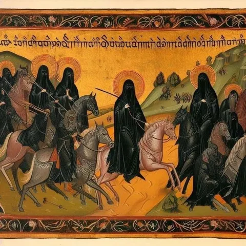 Средневековые всадники на конях