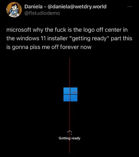 Windows 11 Getting Ready Off-Center