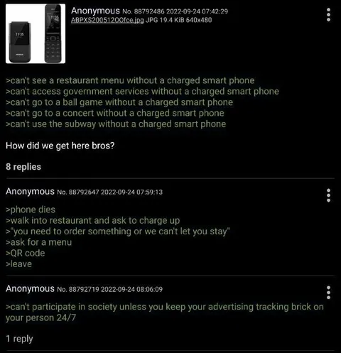 Charged Smartphone Required for Society