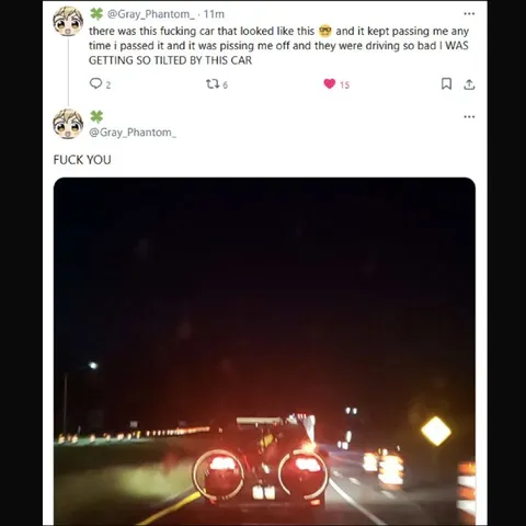 FUCK YOU car rage tweet