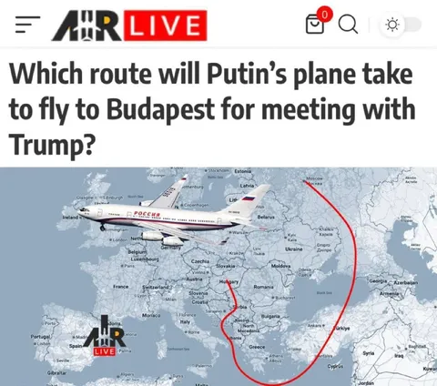 Putin's Plane Route to Budapest