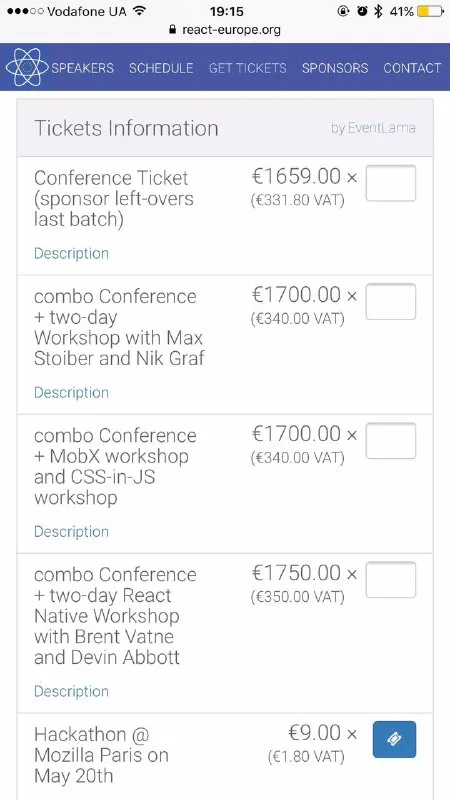 Frontend Conference Ticket Pricing
