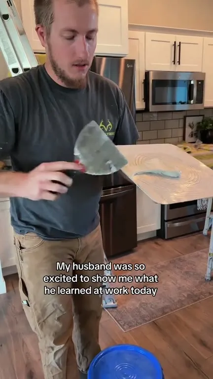 Husband Shows Off His Work Skills