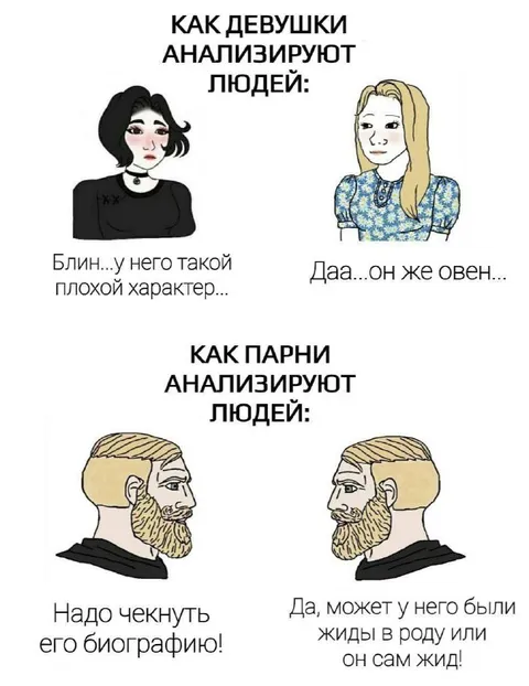 Как девушки и парни анализируют людей