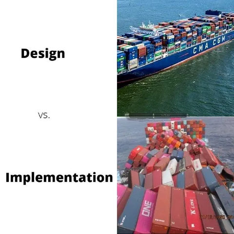 Design vs Implementation Container Ship