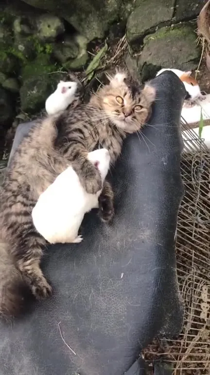 Кот среди маленьких друзей