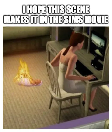 Sims Woman Ignores Burning Baby