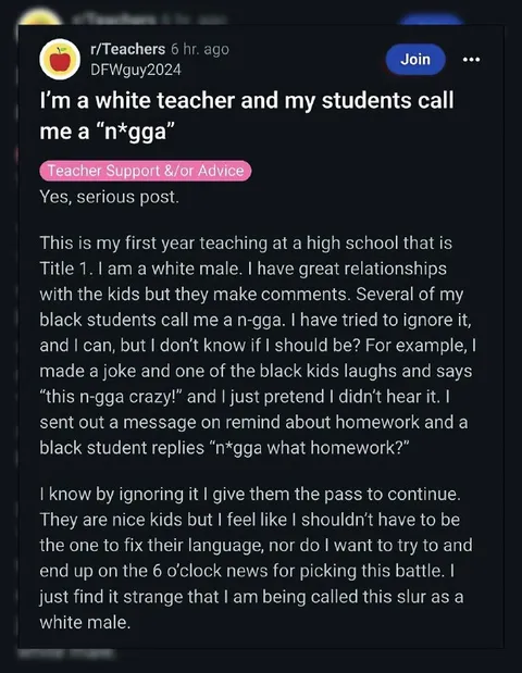 White Teacher Called a Slur