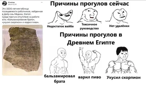Причины прогулов сейчас и в Египте