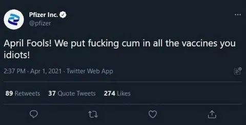 Pfizer April Fools Tweet