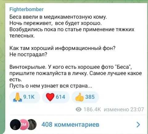 Бес в медикаментозной коме