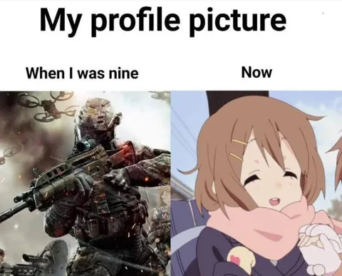 My profile picture then and now