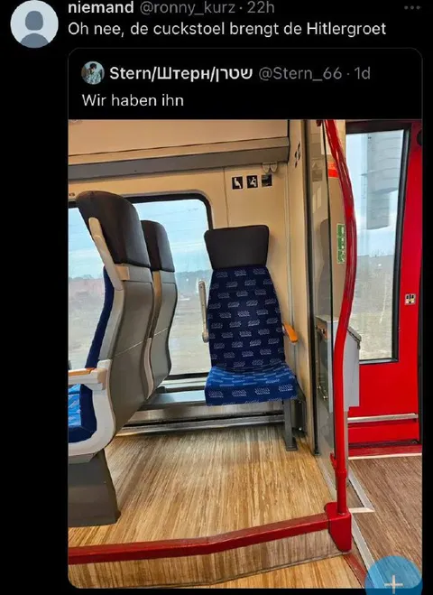 De stoel brengt de Hitlergroet
